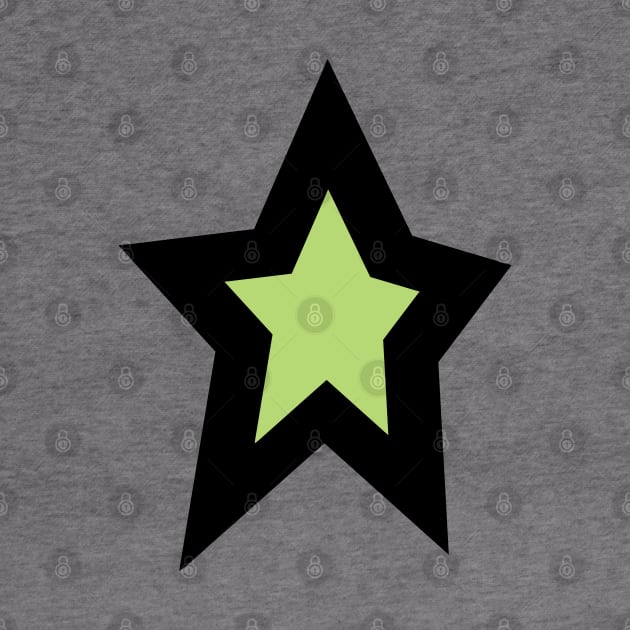 Green Star Thick Black Line by ellenhenryart